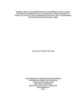 Lenguaje Sonoro Y Radio” En La Facultad De Comunicación Social De La Universidad Autónoma De Bucaramanga, Unab