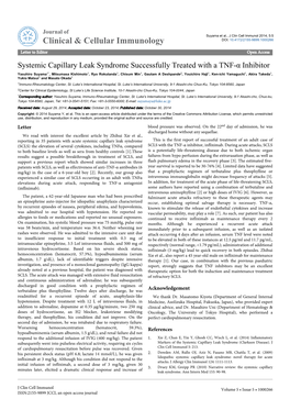 Systemic Capillary Leak Syndrome Successfully Treated with a TNF-A