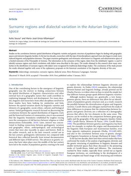 Surname Regions and Dialectal Variation in the Asturian Linguistic Space