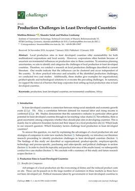 Production Challenges in Least Developed Countries