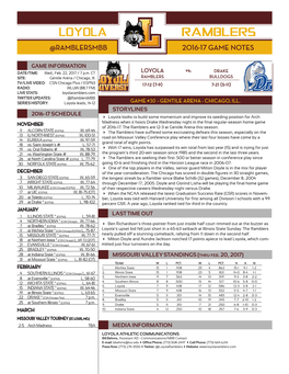 Loyola Ramblers @Ramblersmbb 2016-17 Game Notes