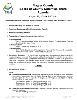 Flagler County Board of County Commissioners Agenda