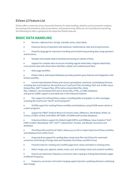 Eviews 12 Feature List