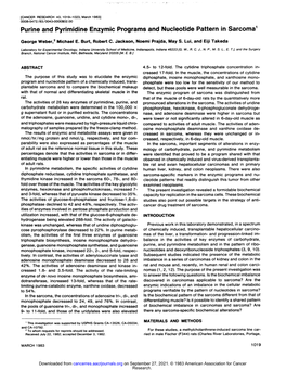 Furine and Pyrimidine Enzymic Programs and Nucleotide Pattern in Sarcoma1