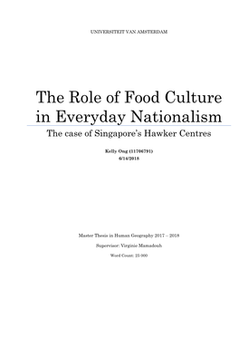 The Role of Food Culture in Everyday Nationalism the Case of Singapore’S Hawker Centres