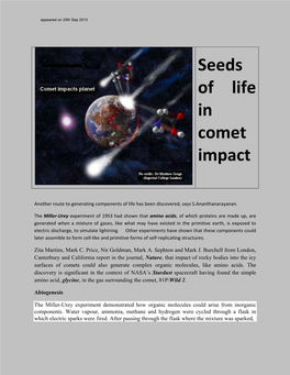 Seeds of Life in Comet Impact