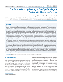 The Factors Driving Testing in Devops Setting- a Systematic Literature Survey