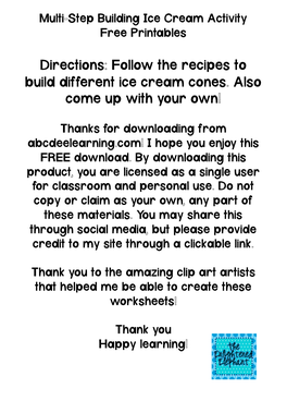 Multi-Step Building Ice Cream Activity Free Printables