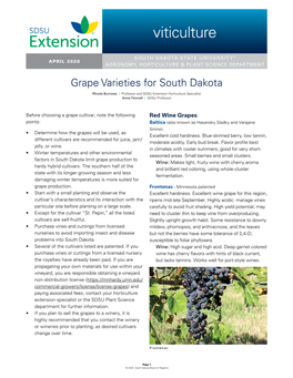 Grape Varieties for South Dakota