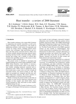Heat Transfer – a Review of 2000 Literature R.J