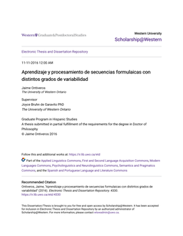 Aprendizaje Y Procesamiento De Secuencias Formulaicas Con Distintos Grados De Variabilidad