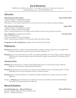 JACK DEMPSEY Education Publications Research Positions