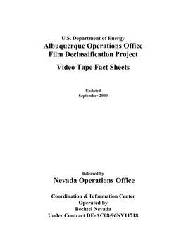 US Department of Energy Albuquerque Operations Office Film