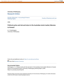 Political Cycles and Risk and Return in the Australian Stock Market, Menzies to Howard