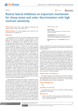 Retinal Lateral Inhibition: an Important Mechanism for Sharp-Vision and Color Discrimination with High Contrast Sensitivity