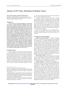 Absence of ST7 Gene Alterations in Human Cancer