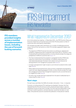 IFRS Newsletter: IFRS 9 Impairment, Issue 3, December 2015