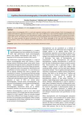 Capillary Electrochromatography: a Versatile Tool for Biochemical Analysis