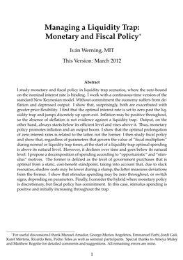 Managing a Liquidity Trap: Monetary and Fiscal Policy∗