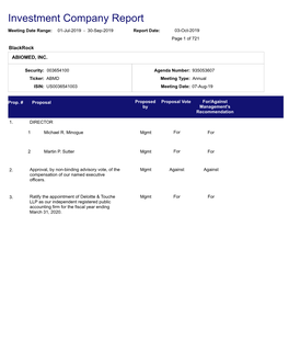 Investment Company Report