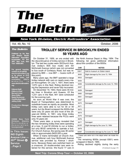 BULLETIN - OCTOBER, 2006 Bulletin New York Division, Electric Railroaders’ Association Vol