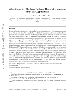 Algorithms for Checking Rational Roots of $ B $-Functions and Their