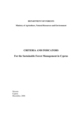 Criteria and Indicators for the Sustainable Forest Management in Greece