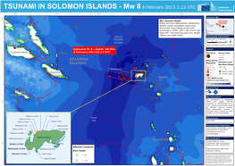 TSUNAMI in SOLOMON ISLANDS - Mw 8 !( !( !( !( !( 160° E 162° E 164° E 166° E 168° E !(