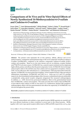 Comparisons of in Vivo and in Vitro Opioid Effects of Newly Synthesized