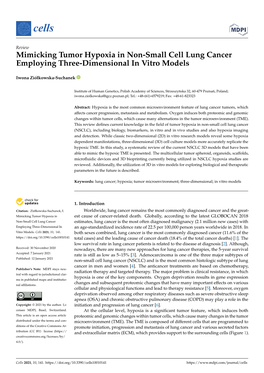 Mimicking Tumor Hypoxia in Non-Small Cell Lung Cancer Employing Three-Dimensional in Vitro Models