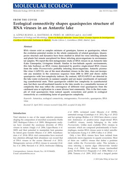 Ecological Connectivity Shapes Quasispecies Structure of RNA Viruses in an Antarctic Lake