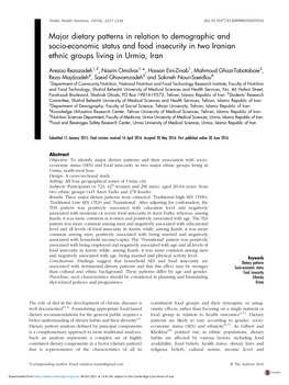 Major Dietary Patterns in Relation to Demographic and Socio-Economic Status and Food Insecurity in Two Iranian Ethnic Groups Living in Urmia, Iran