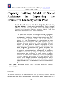 Capacity Building Model of Social Assistance in Improving the Productive Economy of the Poor