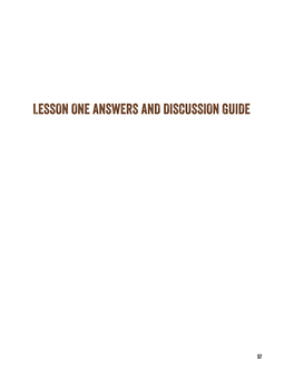 Lesson One Answers and Discussion Guide