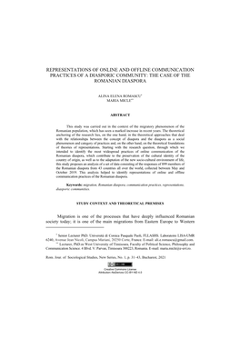 Representations of Online and Offline Communication Practices of a Diasporic Community: the Case of the Romanian Diaspora