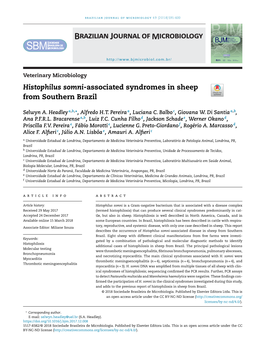 Histophilus Somni-Associated Syndromes in Sheep from Southern Brazil