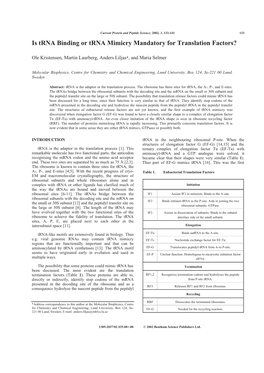 Is Trna Binding Or Trna Mimicry Mandatory for Translation Factors?