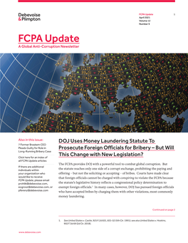 FCPA Update 1 April 2021 Volume 12 Number 9 FCPA Update a Global Anti‑Corruption Newsletter