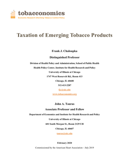 Taxation of Emerging Tobacco Products
