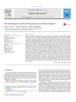 The Heterogeneous Level of Life Quality Across Chilean Regions*