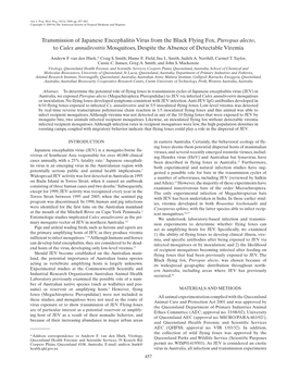 Transmission of Japanese Encephalitis Virus from the Black Flying Fox, Pteropus Alecto , to Culex Annulirostris Mosquitoes, Despite the Absence of Detectable Viremia