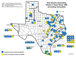 New Electric Generating Plants in Texas Since 1995 (Updated 12/31/2013)