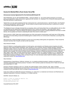 Hands-On Mobile(TM) to Rock Guitar Hero(TM)