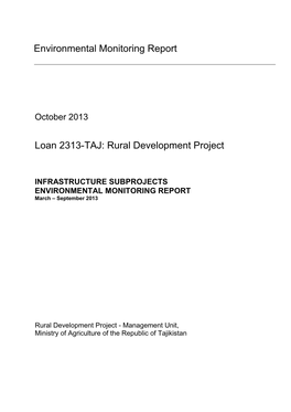 Environmental Monitoring Report Loan 2313-TAJ: Rural