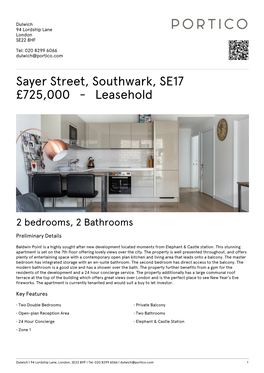 Sayer Street, Southwark, SE17 £725,000