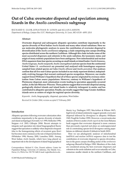 Out of Cuba: Overwater Dispersal and Speciation Among Lizards in The