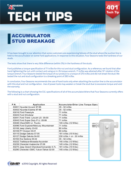 Accumulator Stud Breakage