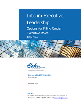 Interim Executive Leadership Options for Filling Crucial Executive Roles White Paper