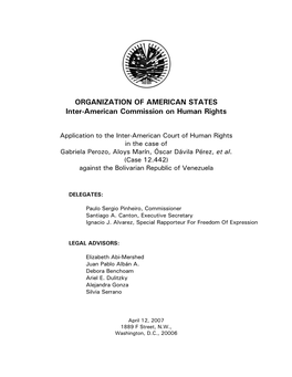 ORGANIZATION of AMERICAN STATES Inter-American Commission on Human Rights