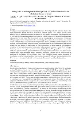 Adding Value to Olive Oil Production Through Waste and Wastewater Treatment and Valorisation: the Case of Greece K